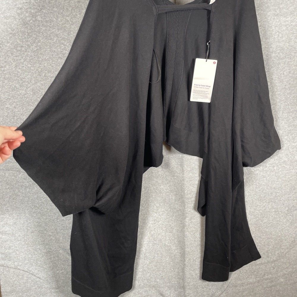 NWT Lululemon Free to Coast Wrap Black One Size Cotton Silk Cardigan Poncho - Picture 6 of 10